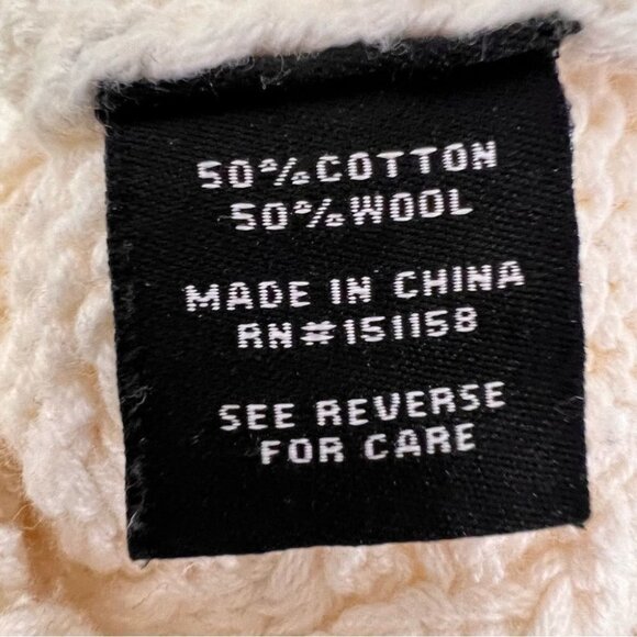 525 America Off White Cream Cotton Wool Scoop Neck Cable Knit Sweater Size Large - Picture 8 of 8